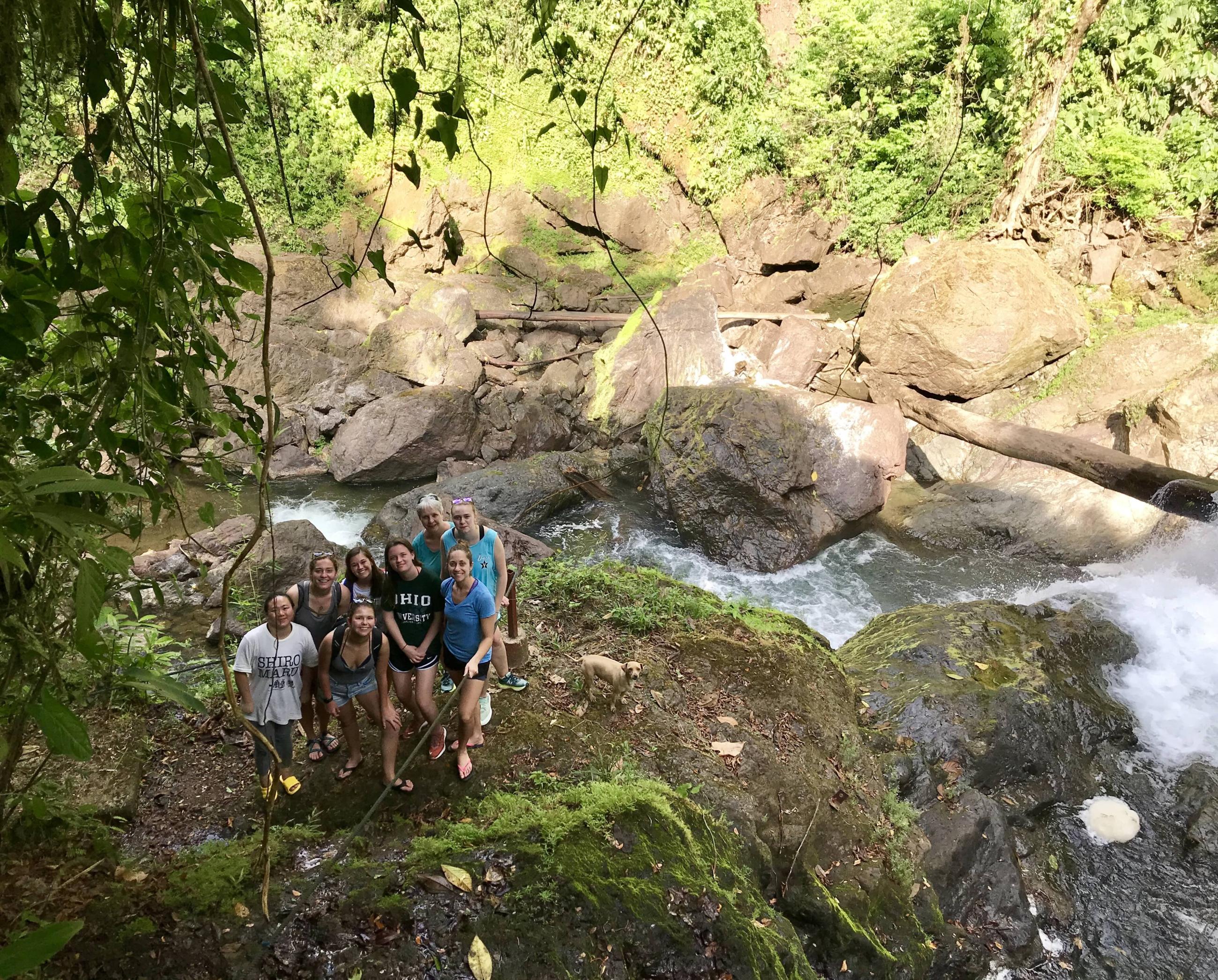 Study Abroad Students next to a river in Costa Rica