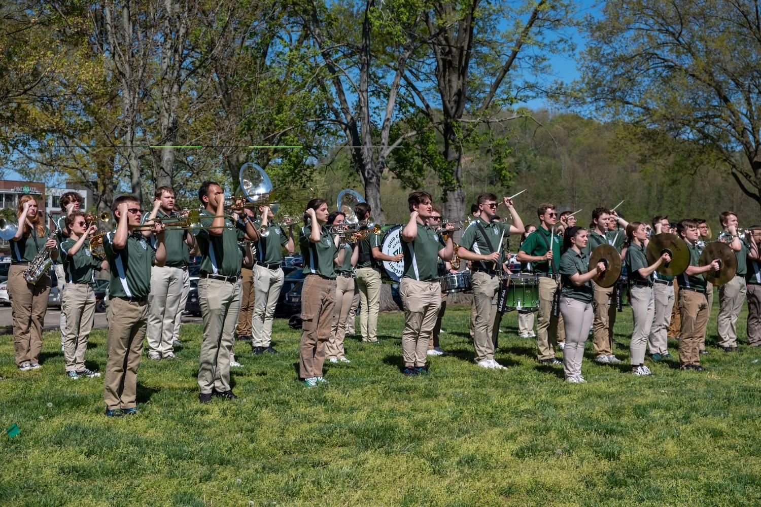 Marching 110 playing a song