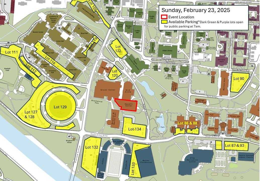 Campus Event Parking: February 21-23, 2025