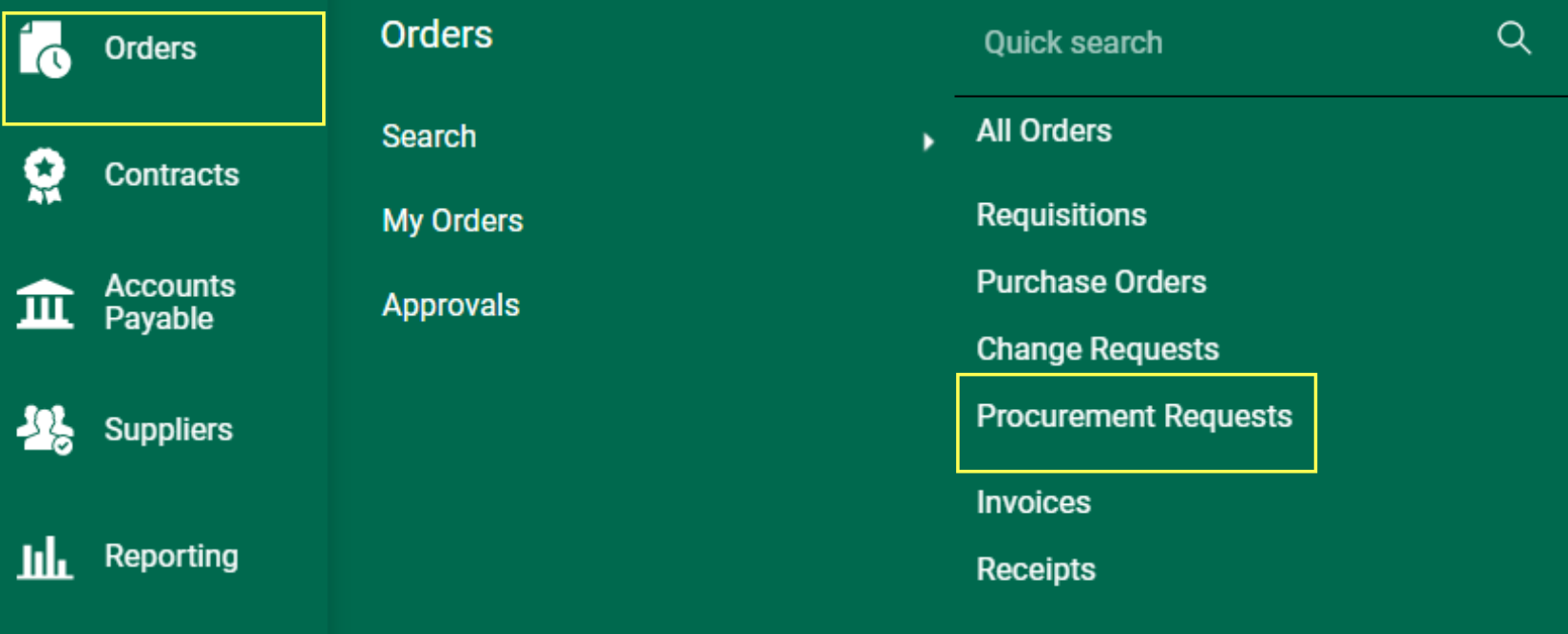 Search Incomplete Procurement Request (Services Agreement Form)