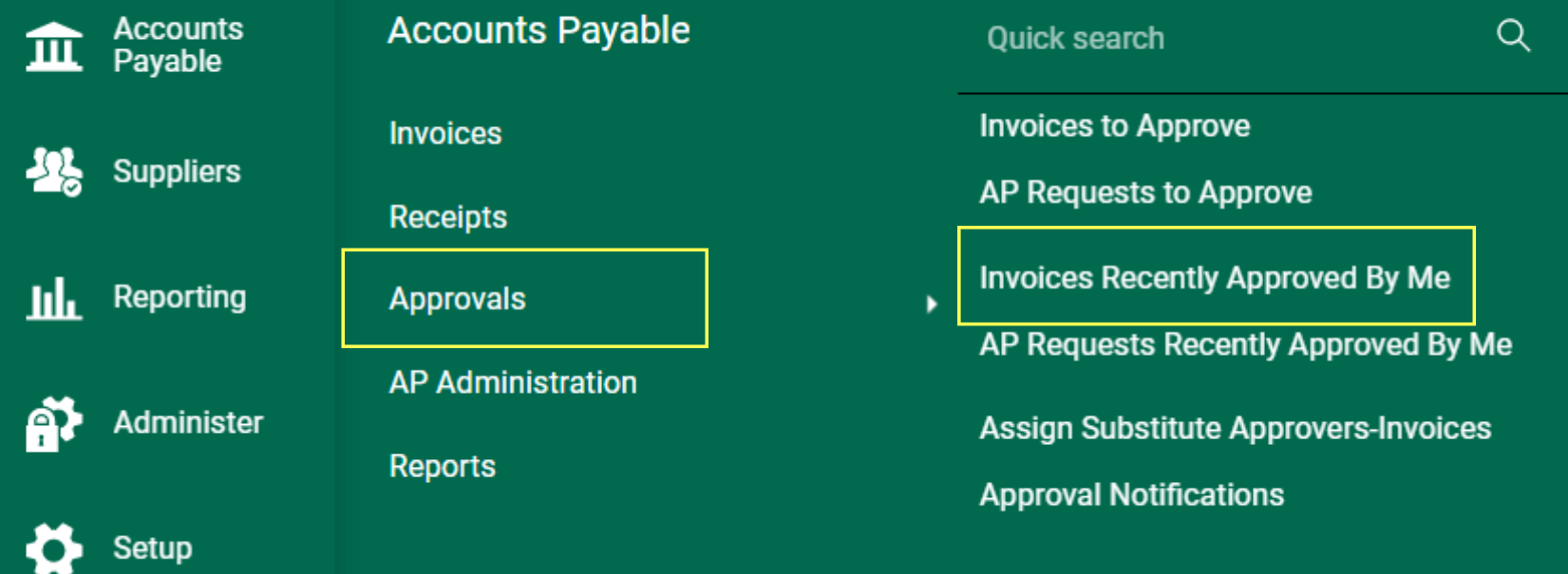 Invoices Recently Approved By Me