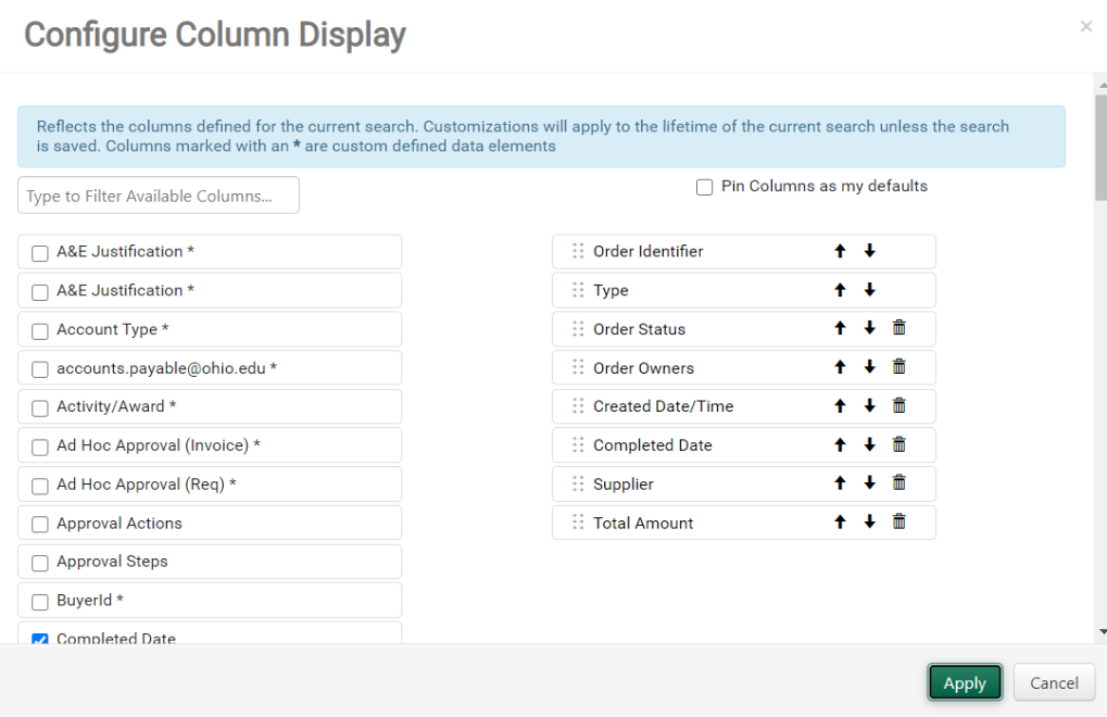 Configure Columns