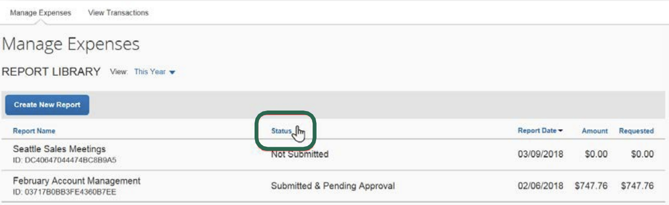 report library - sort