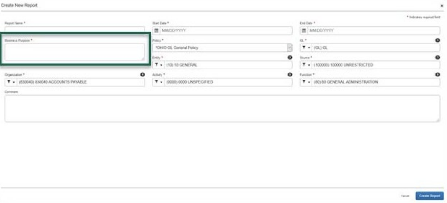 create report - new version