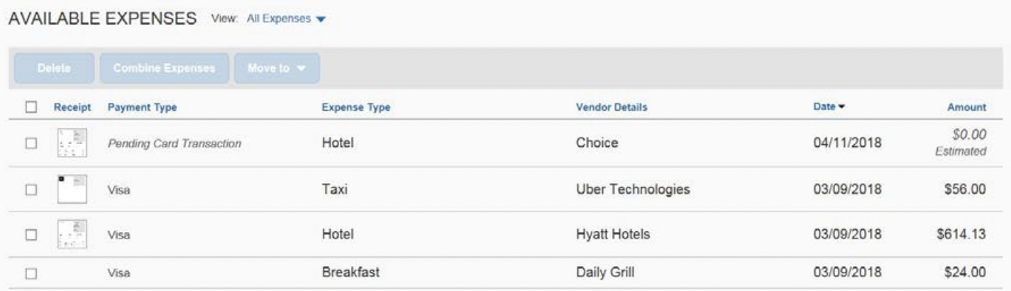 available expenses - new