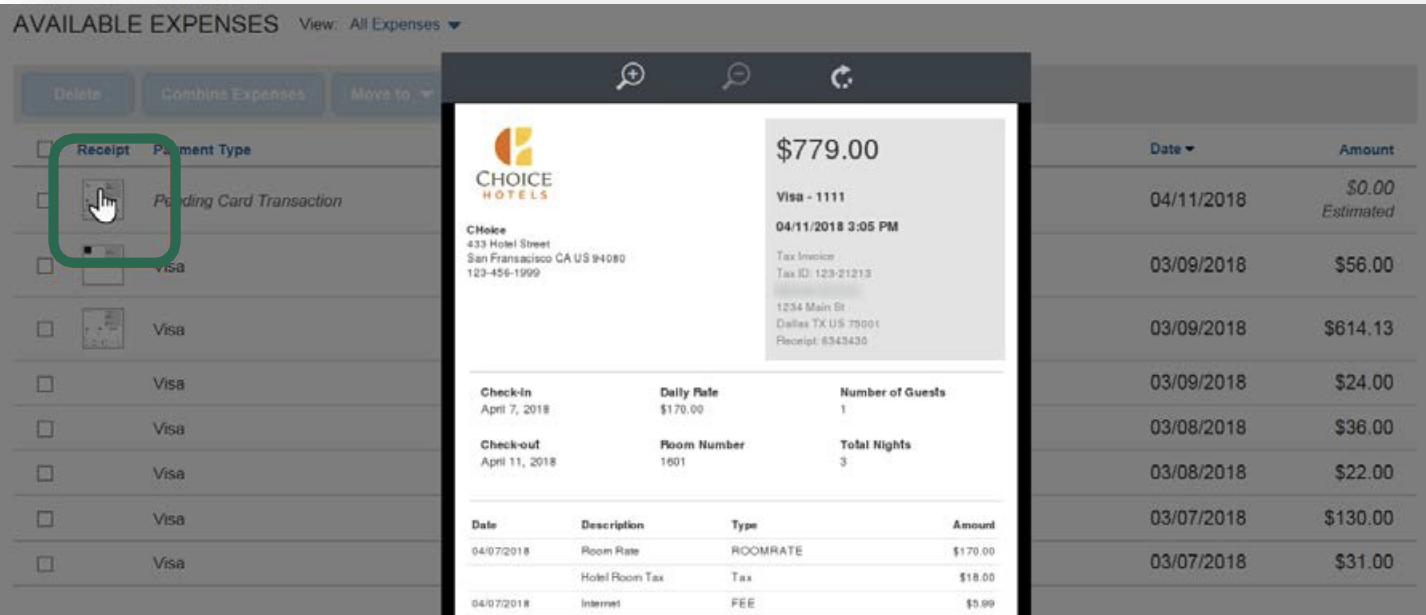 view a receipt image