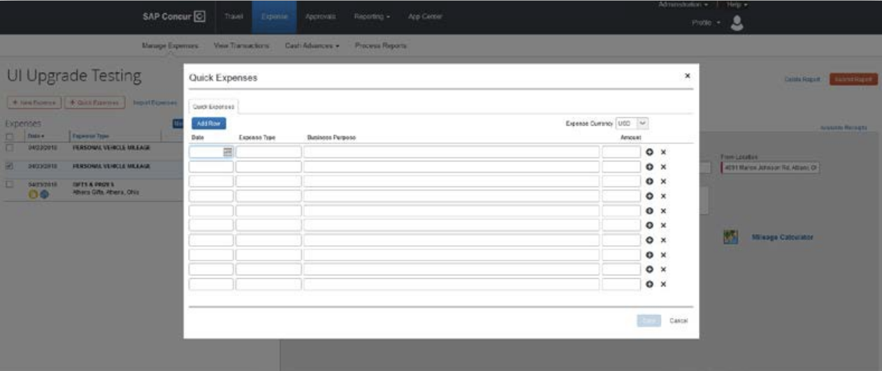 Quick Expenses Report feature