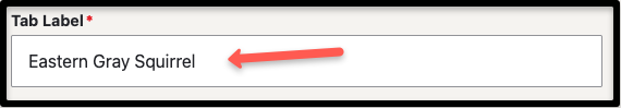 Screenshot of tab label field