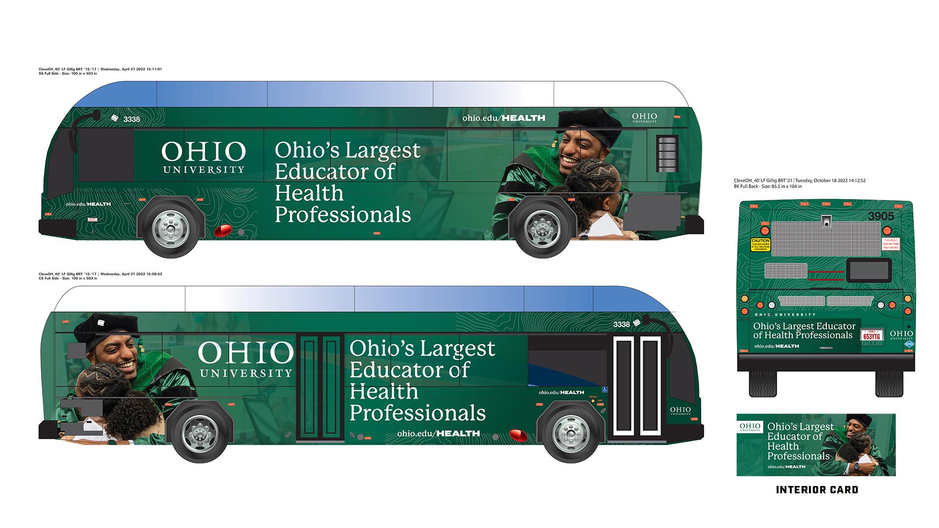 Mockup of bus wrap designs - Ohio's Largest Educator of Health Professionals