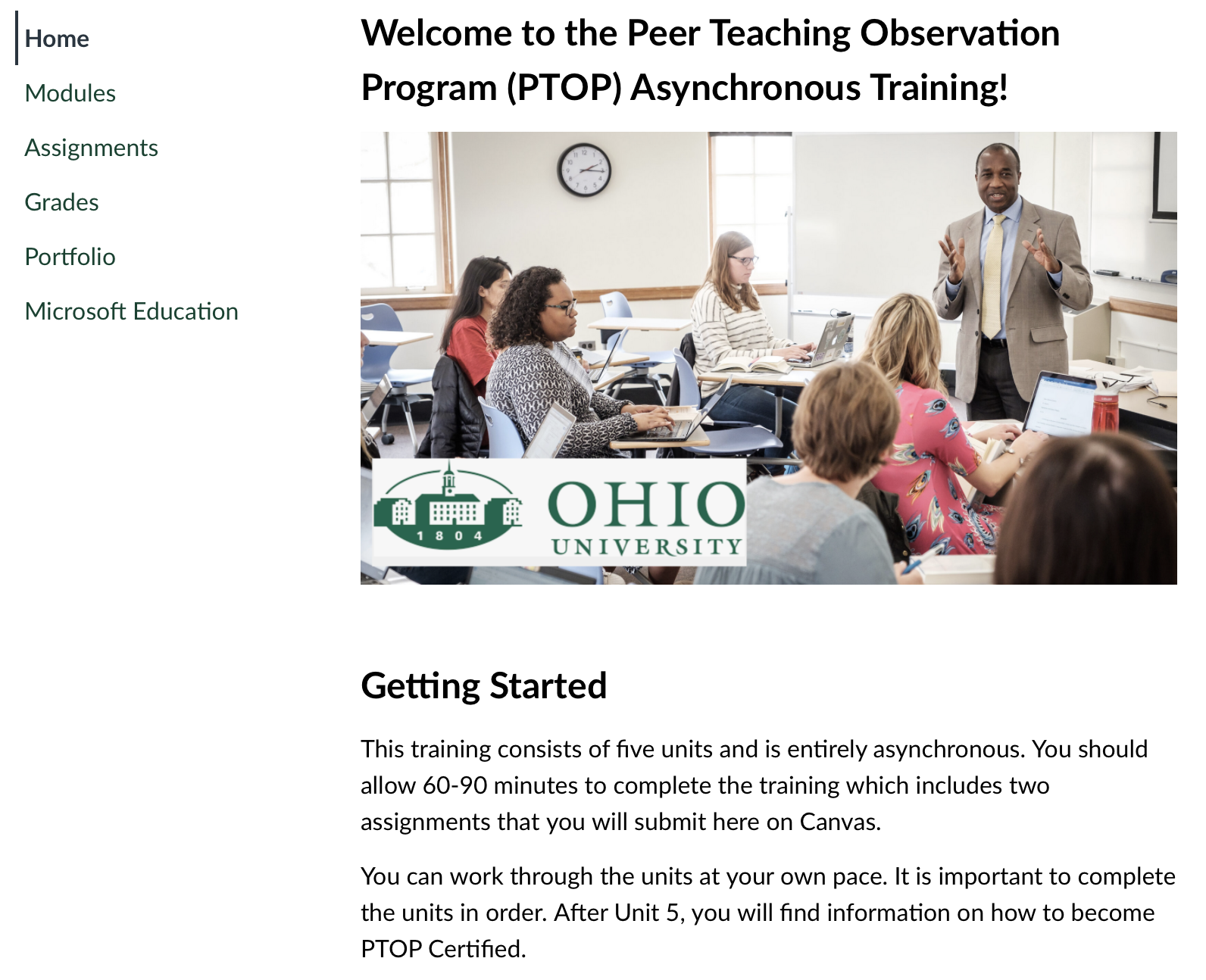 Canvas Training Home Page Image