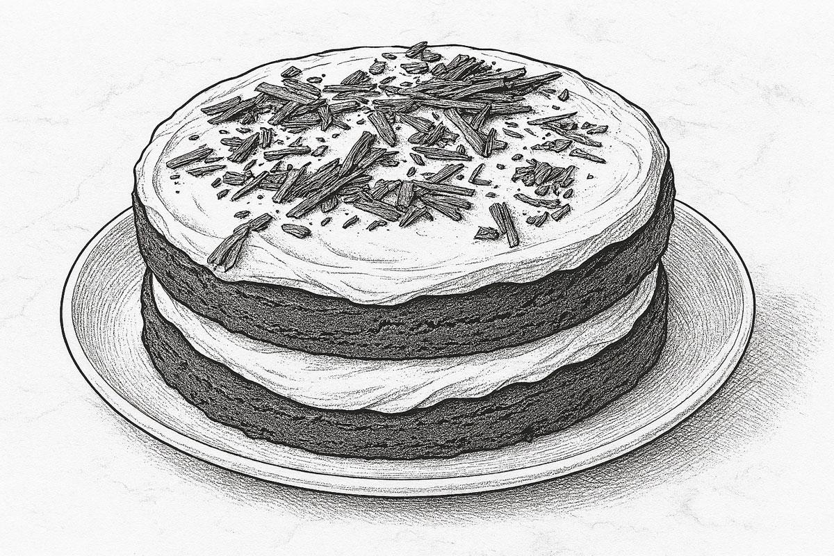 Illustration of a HoHo Cake on a plate
