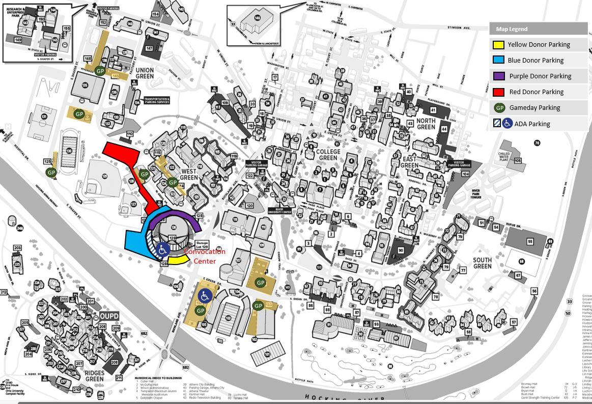 Men's Basketball Parking Map