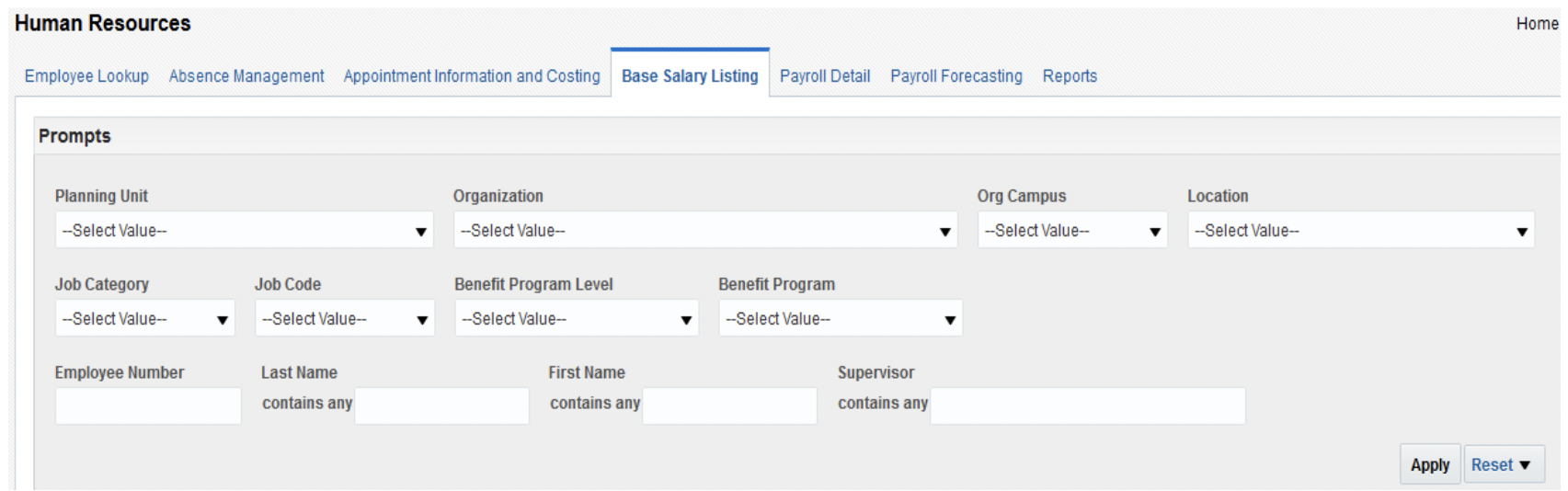 Base Salary Listing Dashboard