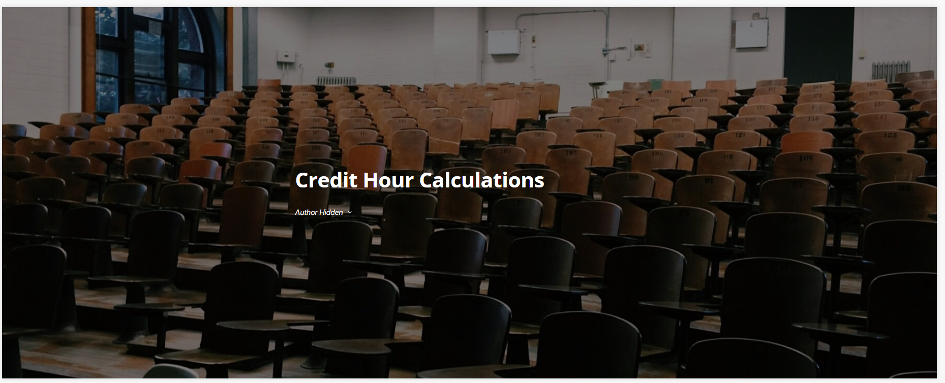 Landing page for a micro lesson in Articulate Rise that shows an empty lecture hall