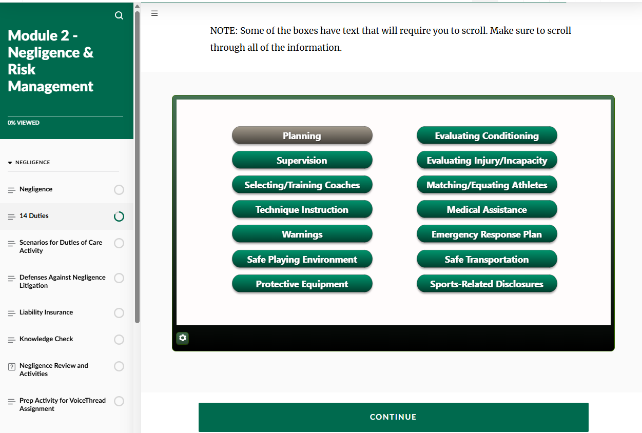 Screen shot of an Articulate Rise module developed for an online course. 