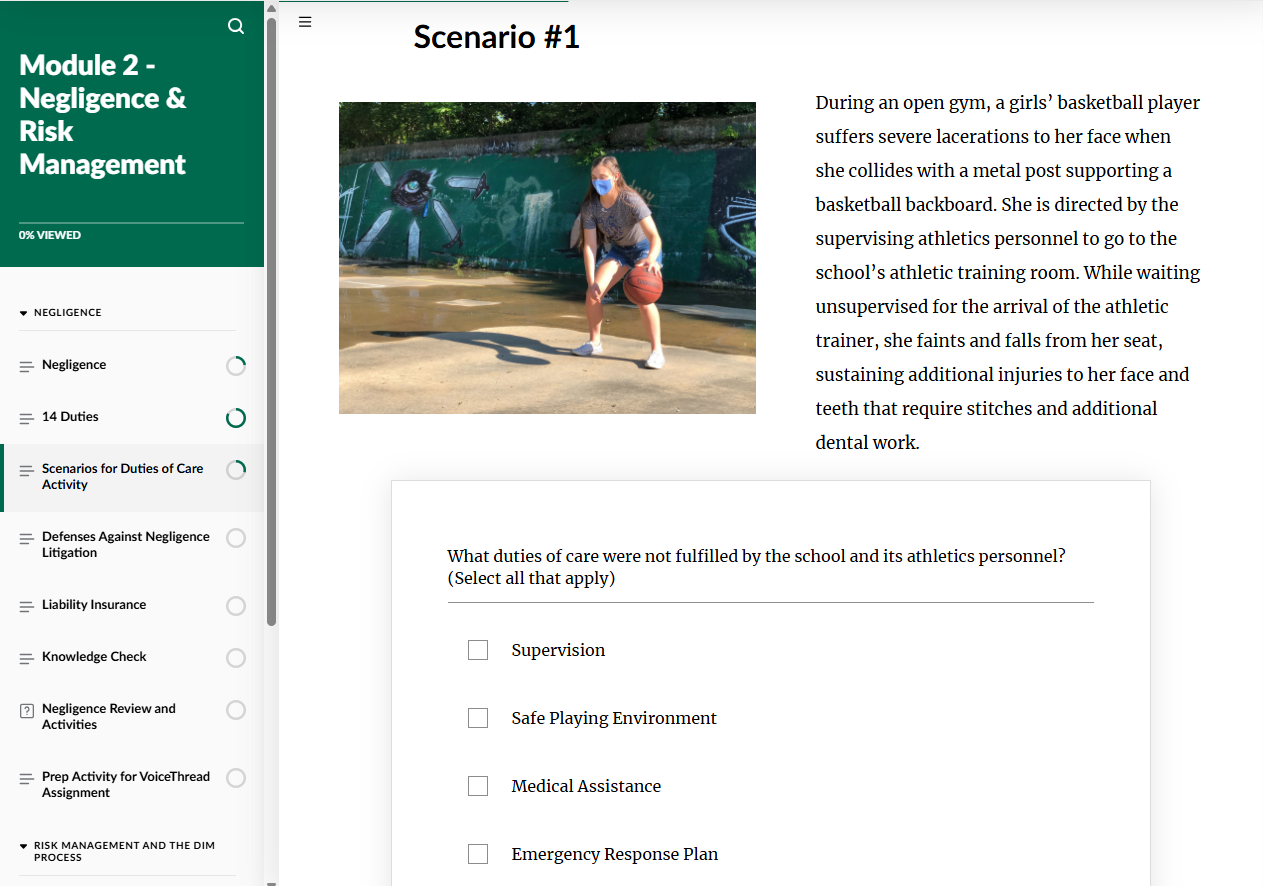 Screen shot of an Articulate Rise module developed for an online course. 