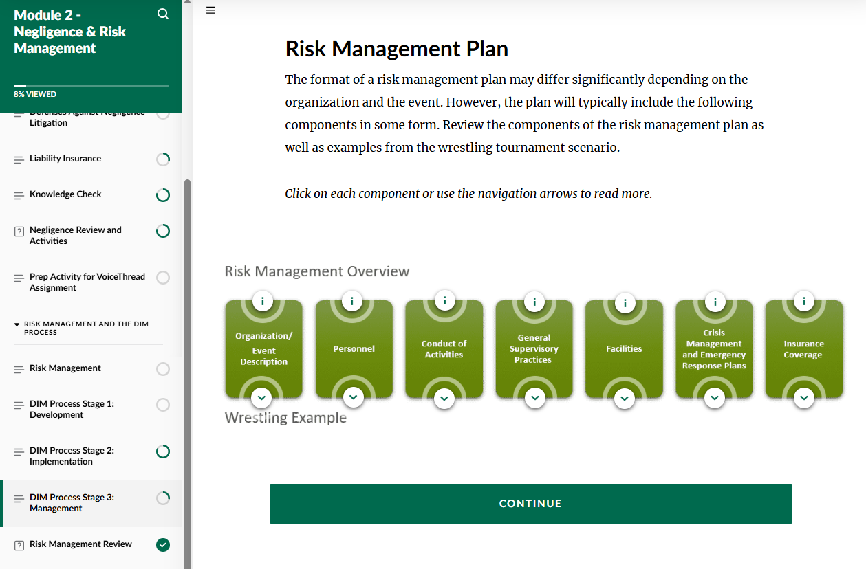 Screen shot of an Articulate Rise module developed for an online course. 