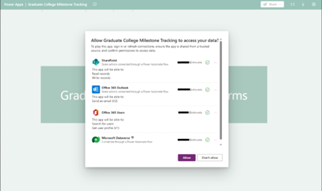 A screenshot of a computer window showing a permission access form.