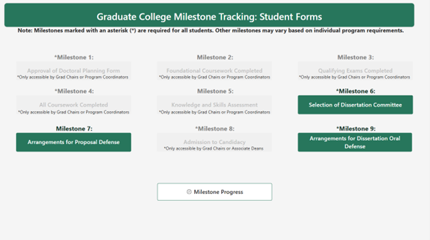 A screenshot of an interactive menu