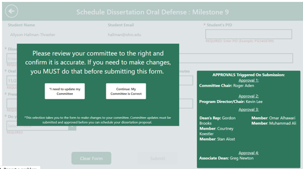Screenshot of multiple messages appearing on a dashboard