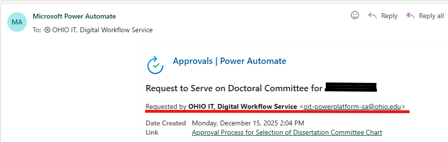 A screenshot of an email
