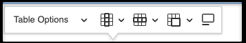Screenshot of Table Options toolbar