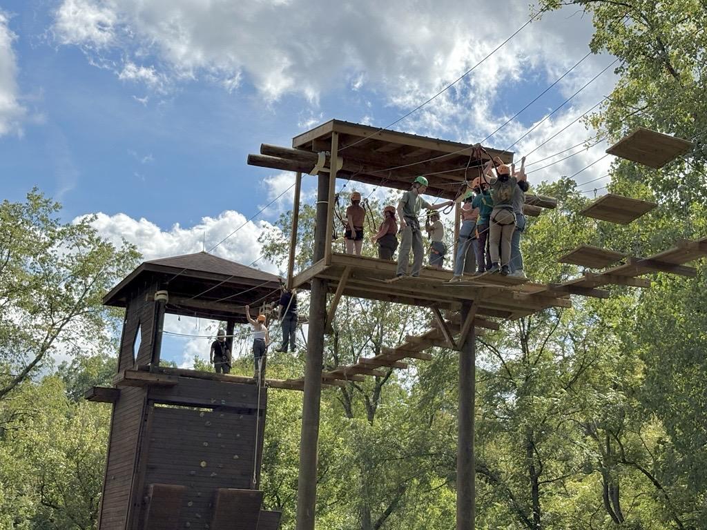 A group utilizing the Odyssey Course 