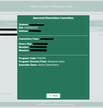 An online pop up list