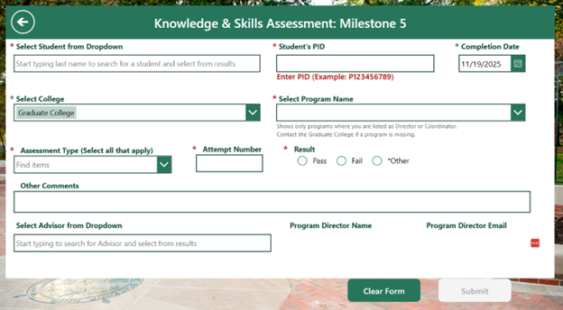 A screenshot of a dashboard users will use when doing milestone five
