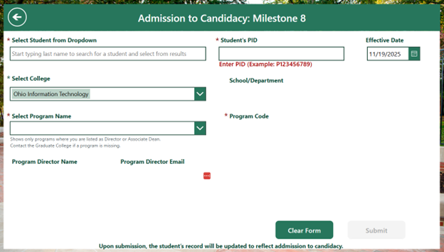 A screenshot of a dashboard users will use when doing milestone eight