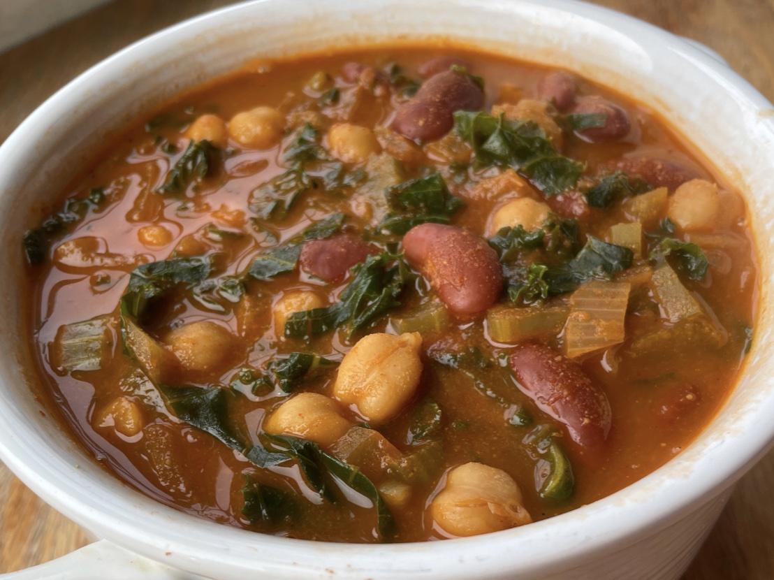 Vegetable Bean Stew in a white bowl