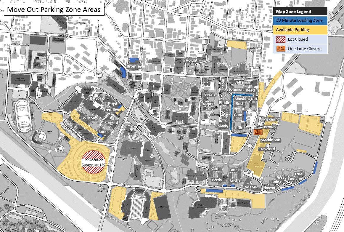 Move Out Campus Parking Map