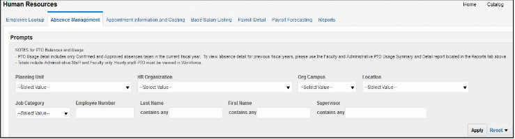 Screenshot of absence management dashboard