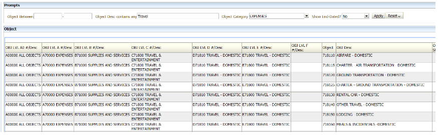 Screenshot of using segment look up for objects