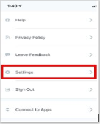 Screenshot example of settings dropdown