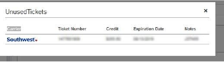 Screenshot example of an unused ticket