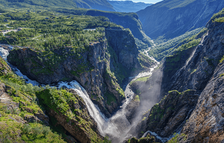 photo of the River between two glaciers 