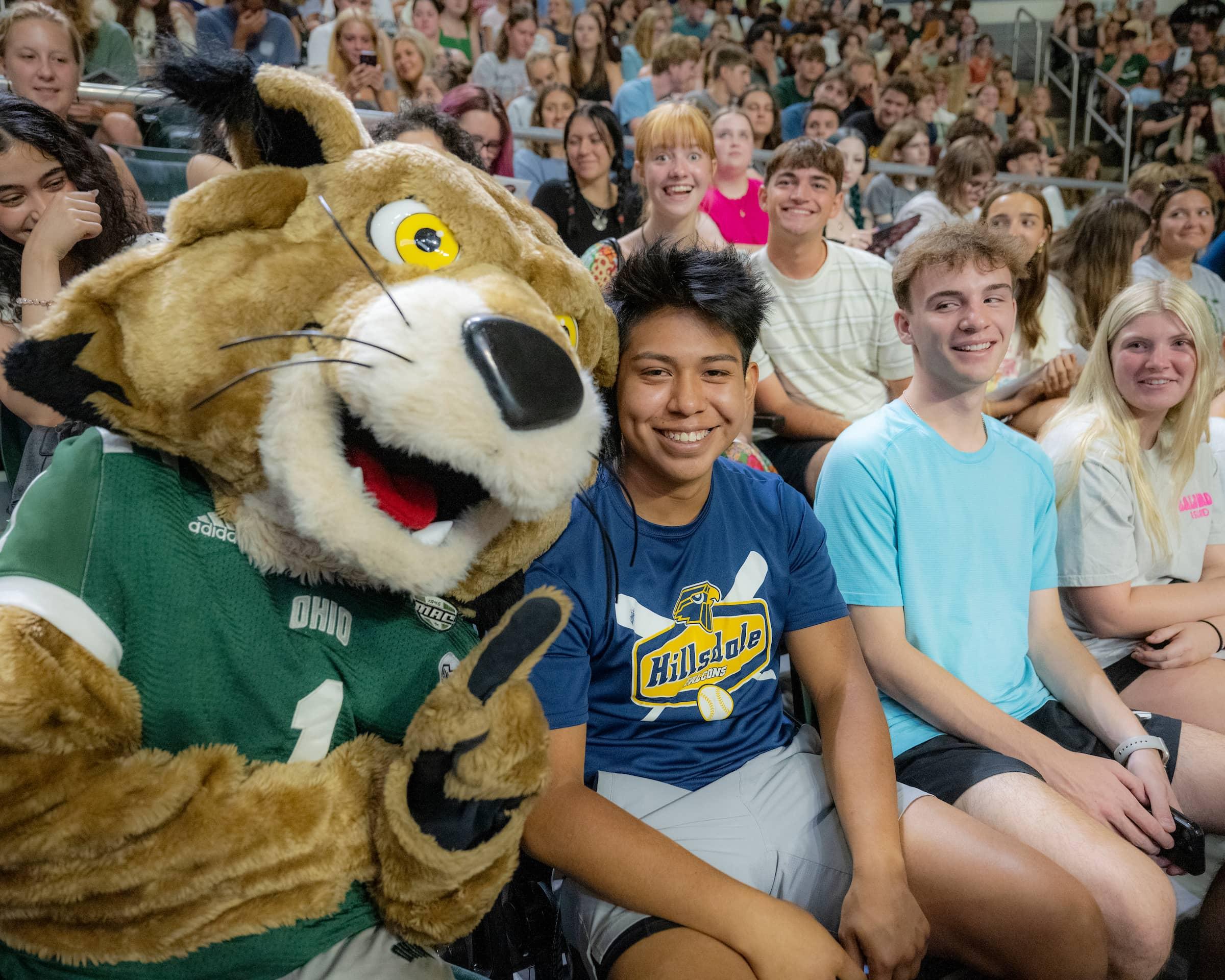 Rufus posing with a first year student in the Convo.