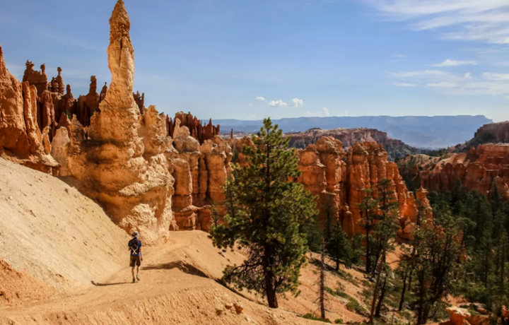 Person walking on Bryce Canyon National Park trail.
