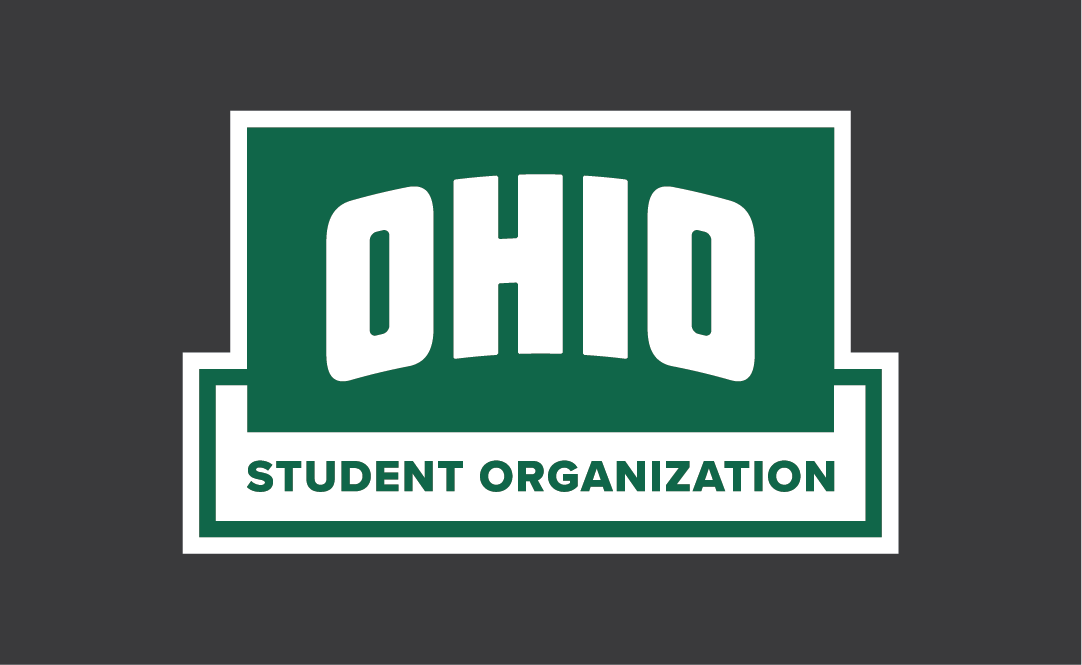 Ohio University Student Organization logo with a white outline and a black background