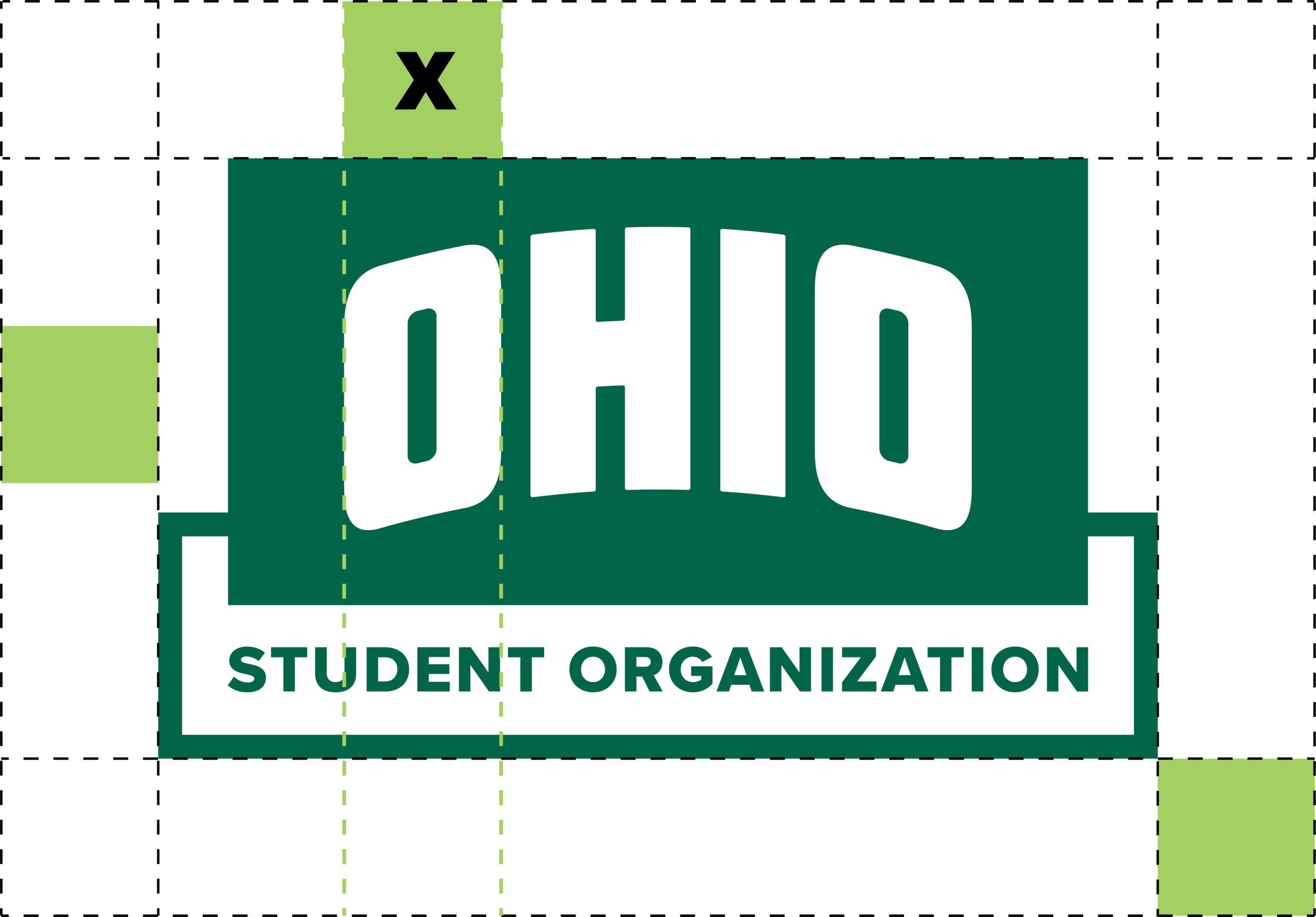 Ohio University Student Organization logo usage grid