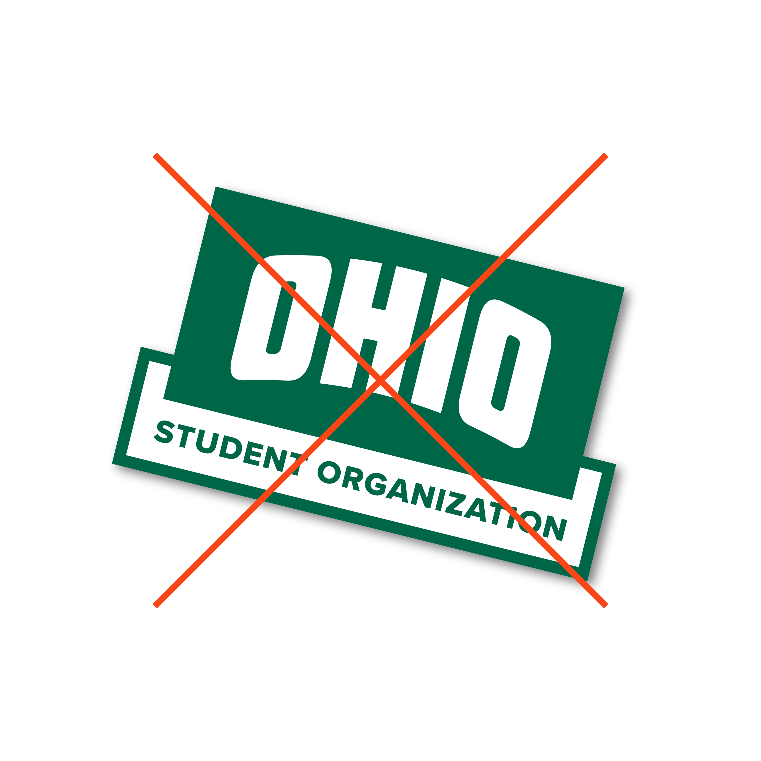 An example of how the Student Organization logo should not be altered