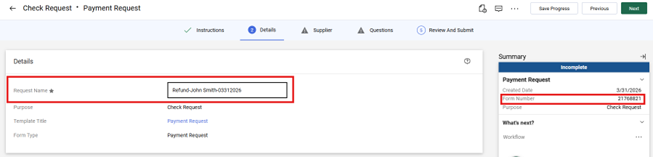 PR Form Number Location