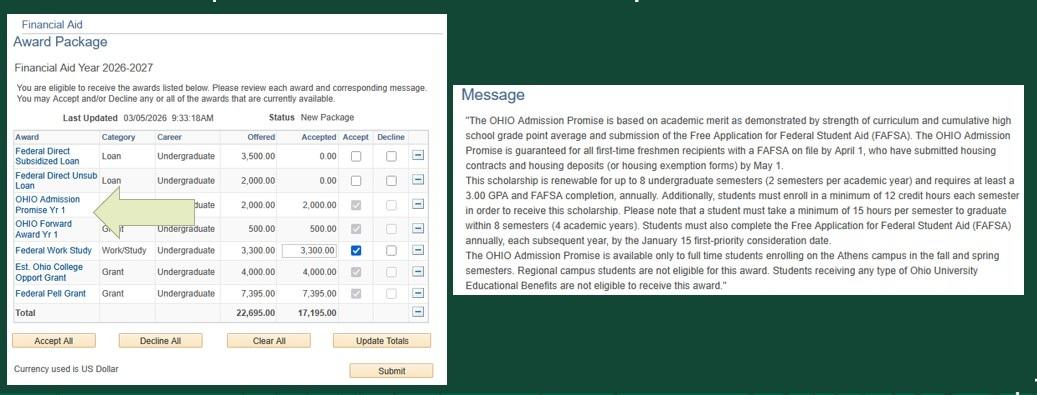 A screenshot of scholarship details and renewal requirements.