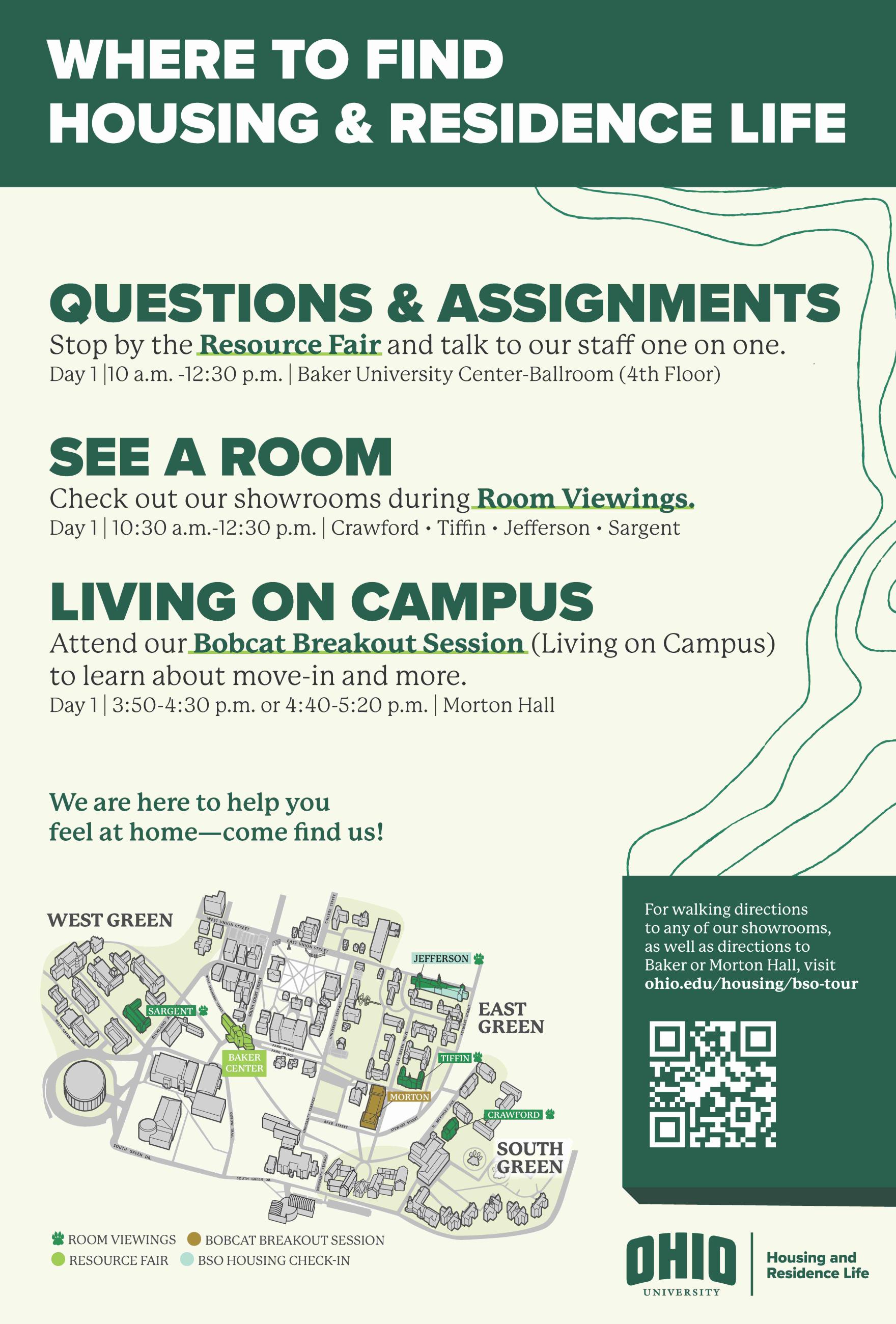 poster for BSO with where you can find Housing staff