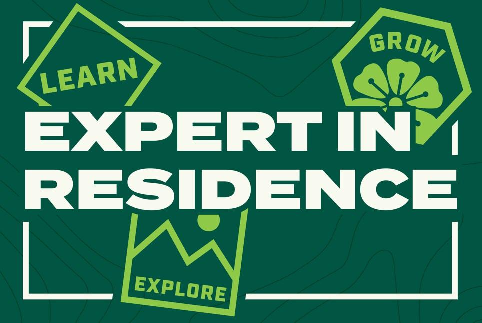 EIR graphic with 'Expert in Residence' for CUE and social media