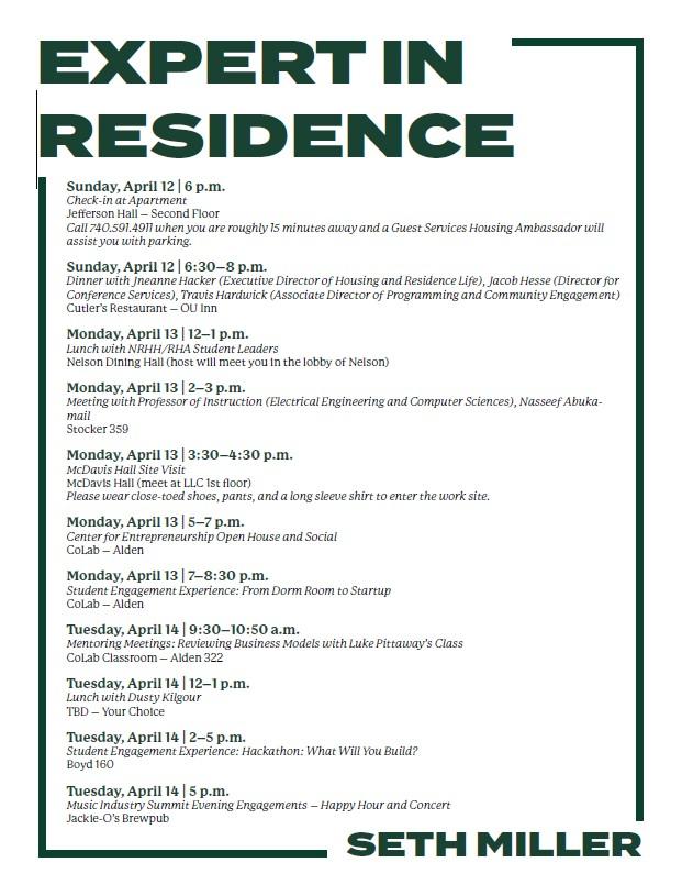 Schedule of events for EIR page 1