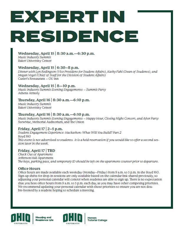 Schedule of events for EIR page 2