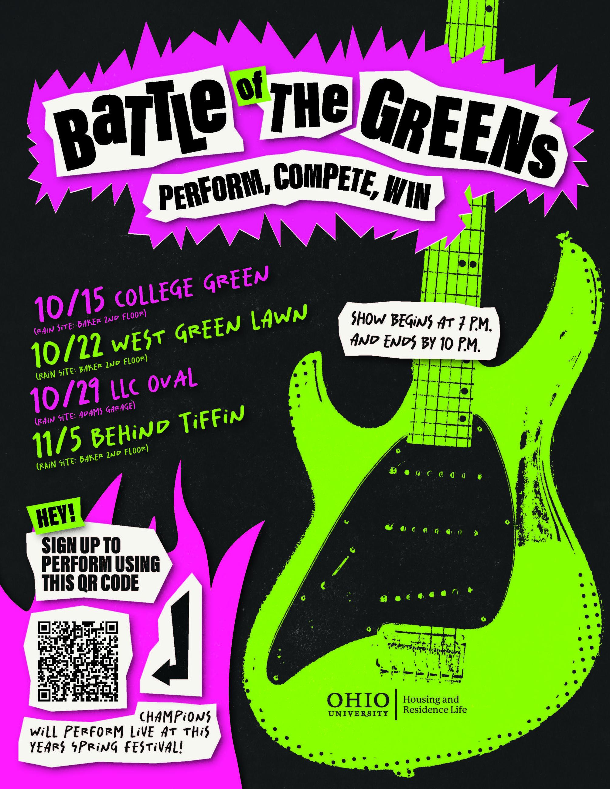 flyer for Battle of the Greens event