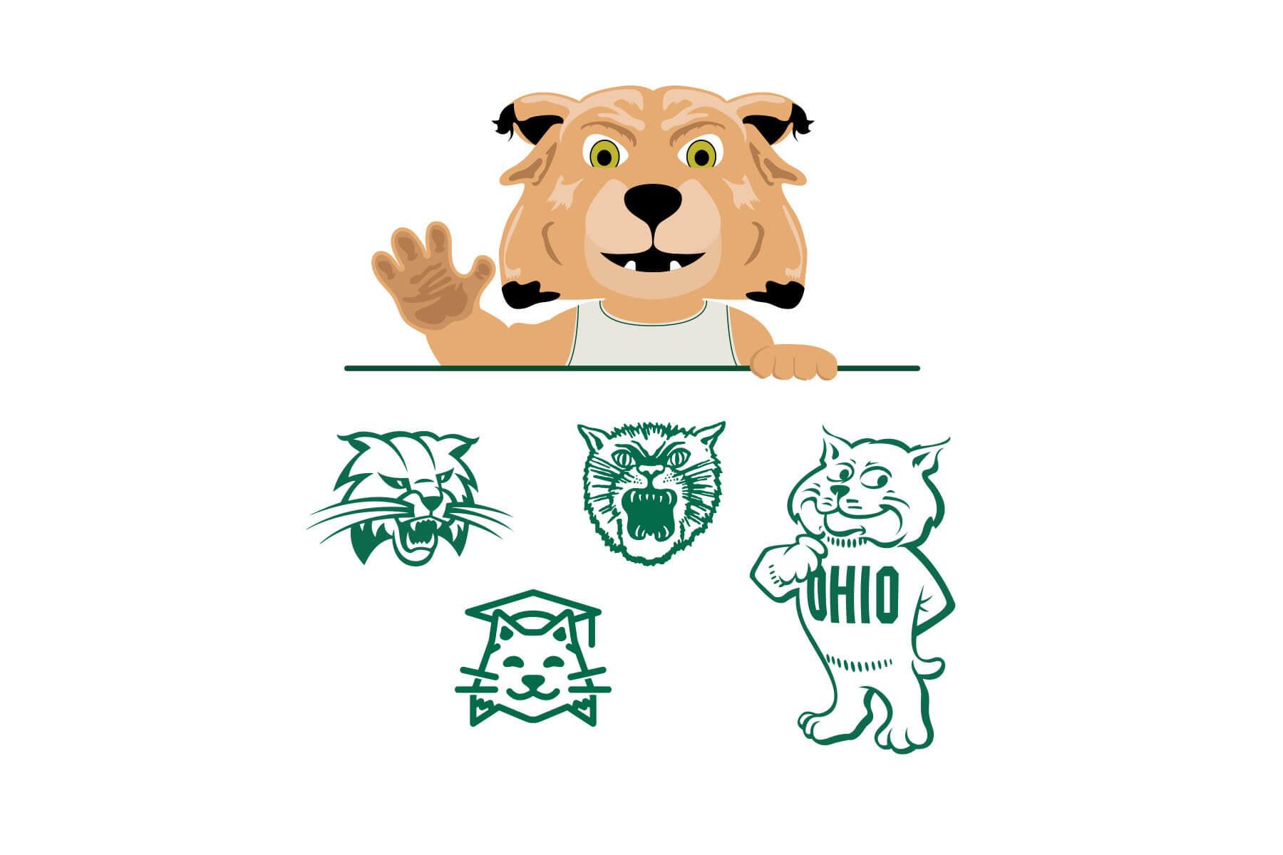 Visual examples of Ohio University's Rufus illustrations
